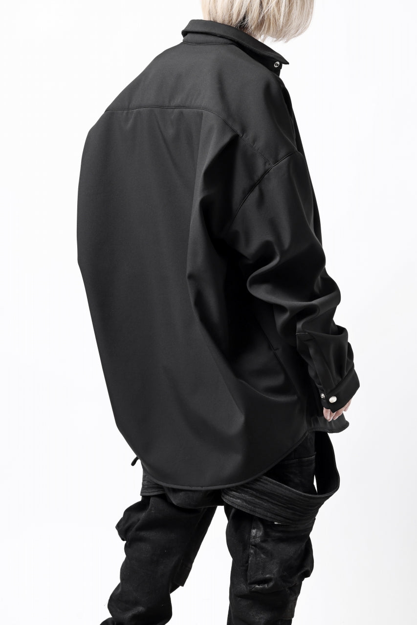 A.F ARTEFACT COCOON SHIRT JACKET / BONDING NYLON x FLEECE (BLACK)