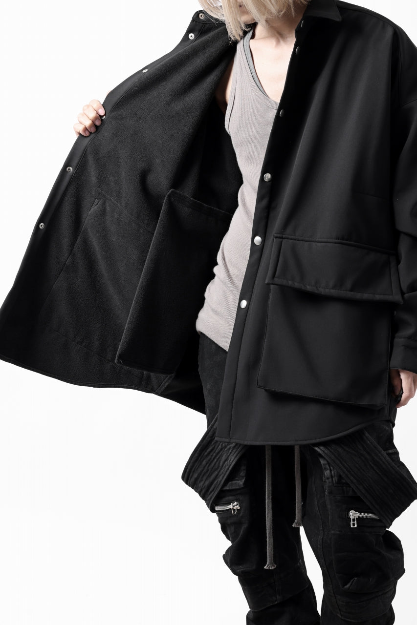 A.F ARTEFACT COCOON SHIRT JACKET / BONDING NYLON x FLEECE (BLACK)