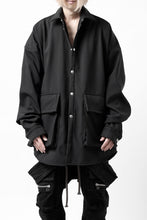 画像をギャラリービューアに読み込む, A.F ARTEFACT COCOON SHIRT JACKET / BONDING NYLON x FLEECE (BLACK)