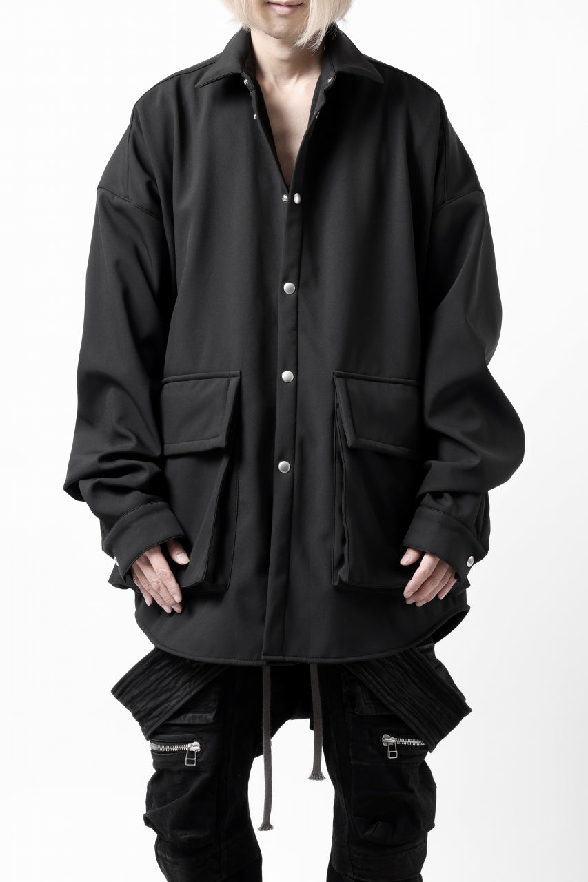 A.F ARTEFACT COCOON SHIRT JACKET / BONDING NYLON x FLEECE (BLACK)