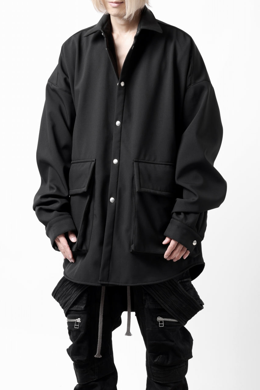 A.F ARTEFACT COCOON SHIRT JACKET / BONDING NYLON x FLEECE (BLACK)