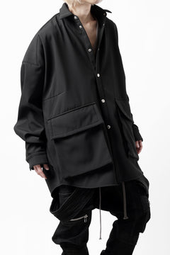 画像をギャラリービューアに読み込む, A.F ARTEFACT COCOON SHIRT JACKET / BONDING NYLON x FLEECE (BLACK)