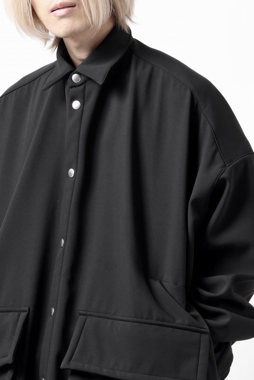 A.F ARTEFACT COCOON SHIRT JACKET / BONDING NYLON x FLEECE (BLACK)