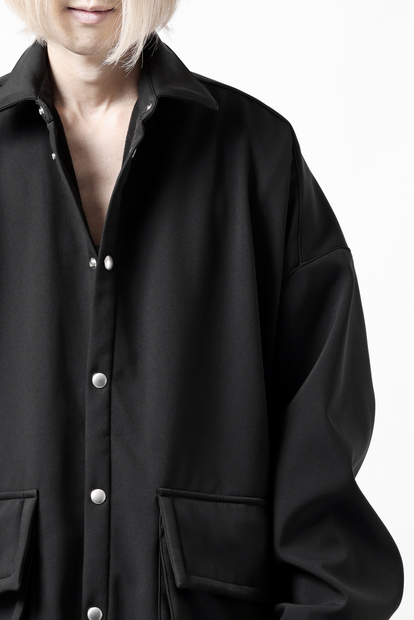 A.F ARTEFACT COCOON SHIRT JACKET / BONDING NYLON x FLEECE (BLACK)