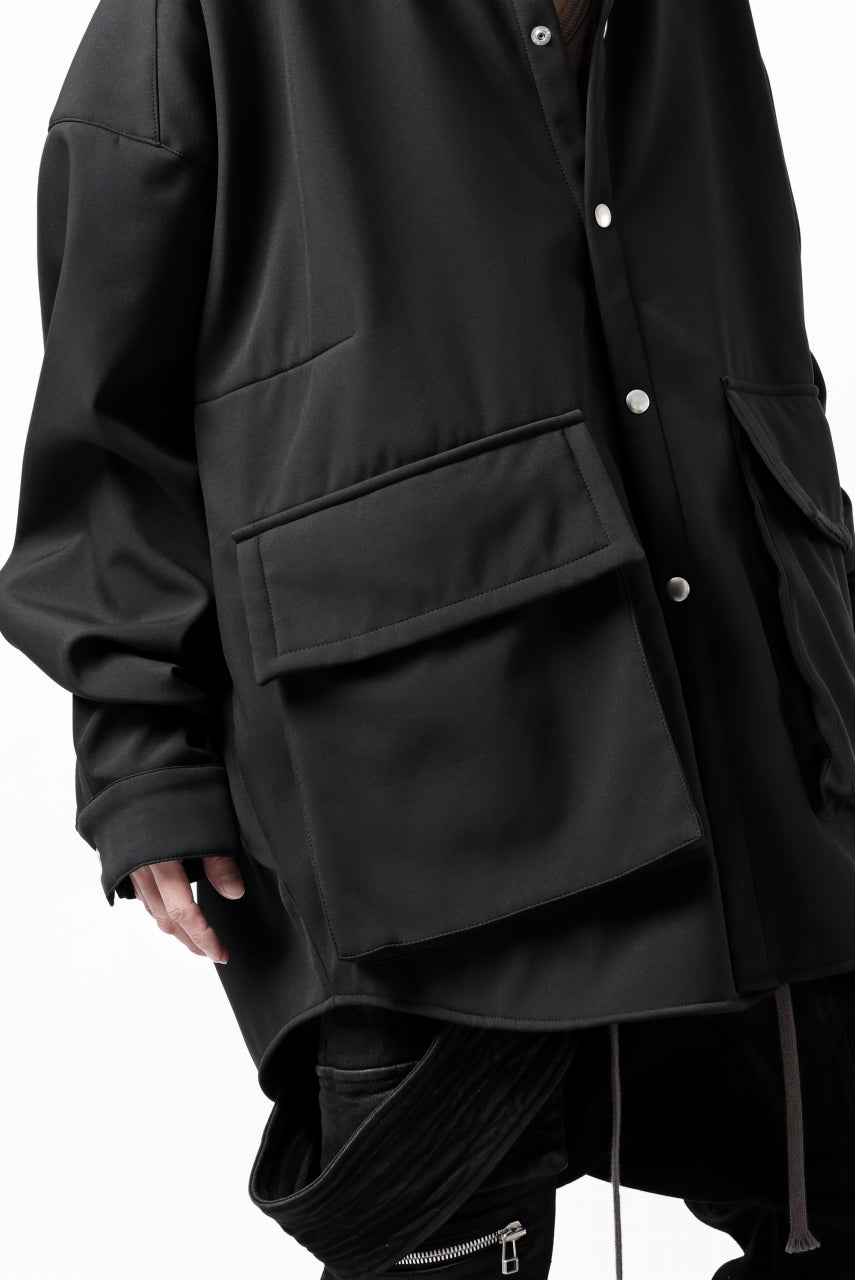 画像をギャラリービューアに読み込む, A.F ARTEFACT COCOON SHIRT JACKET / BONDING NYLON x FLEECE (BLACK)