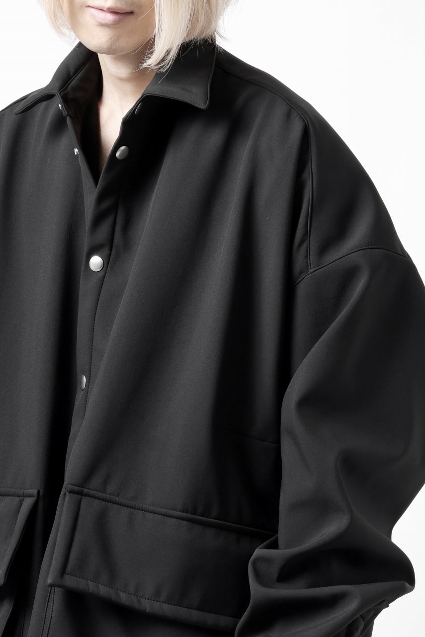 A.F ARTEFACT COCOON SHIRT JACKET / BONDING NYLON x FLEECE (BLACK)