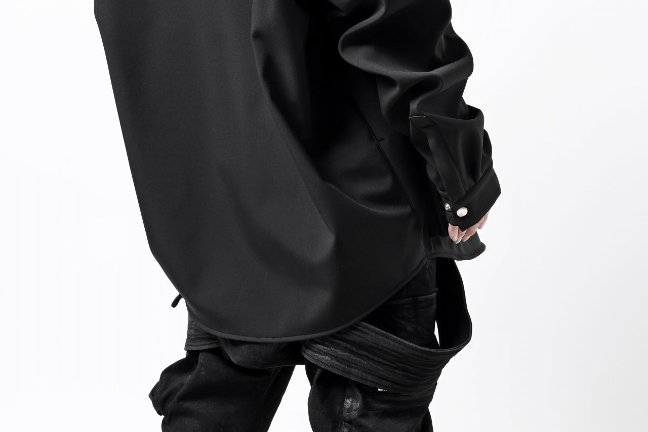 A.F ARTEFACT COCOON SHIRT JACKET / BONDING NYLON x FLEECE (BLACK)