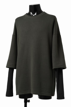 画像をギャラリービューアに読み込む, A.F ARTEFACT LAYERED LONG TOPS / COTTON KNIT+HEAT PERFORMER (KHAKI x BLACK)