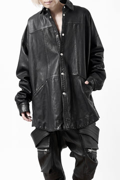 Load image into Gallery viewer, A.F ARTEFACT LEATHER COCOON SHIRT JACKET / GOAT SKIN (BLACK)