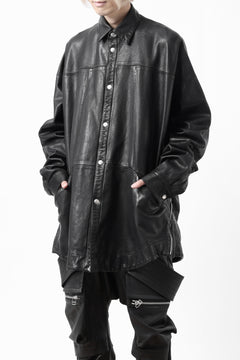 Load image into Gallery viewer, A.F ARTEFACT LEATHER COCOON SHIRT JACKET / GOAT SKIN (BLACK)