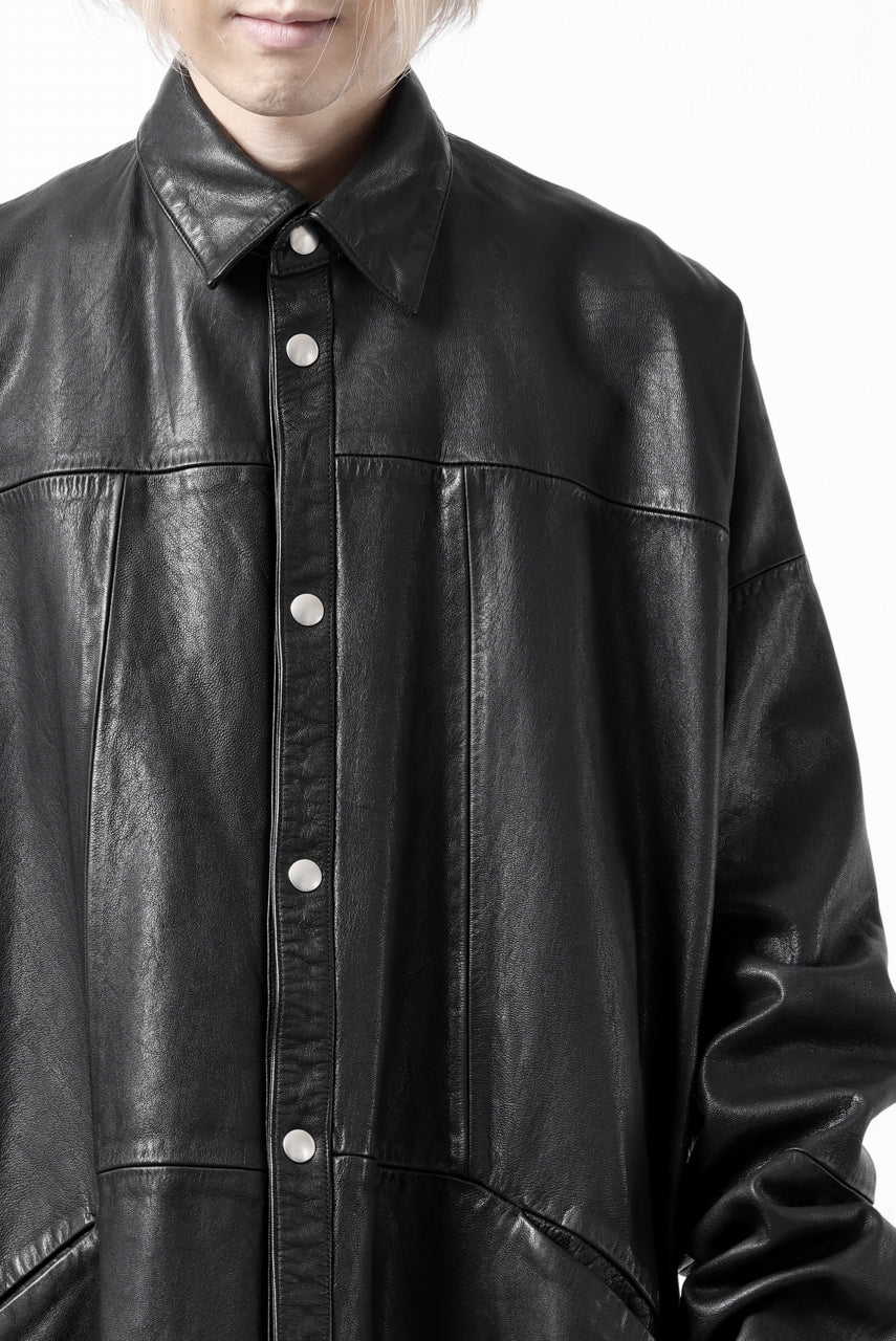 A.F ARTEFACT LEATHER COCOON SHIRT JACKET / GOAT SKIN (BLACK)