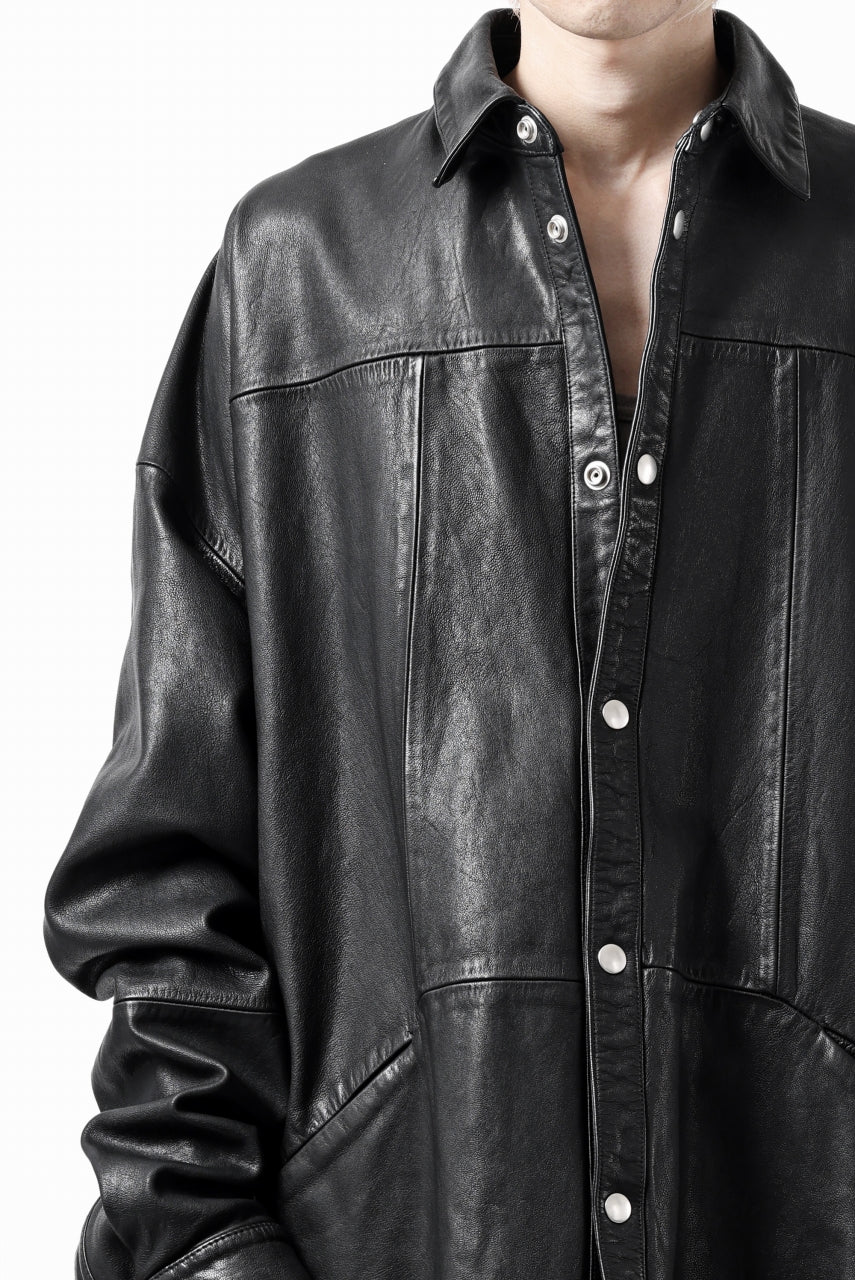 A.F ARTEFACT LEATHER COCOON SHIRT JACKET / GOAT SKIN (BLACK)