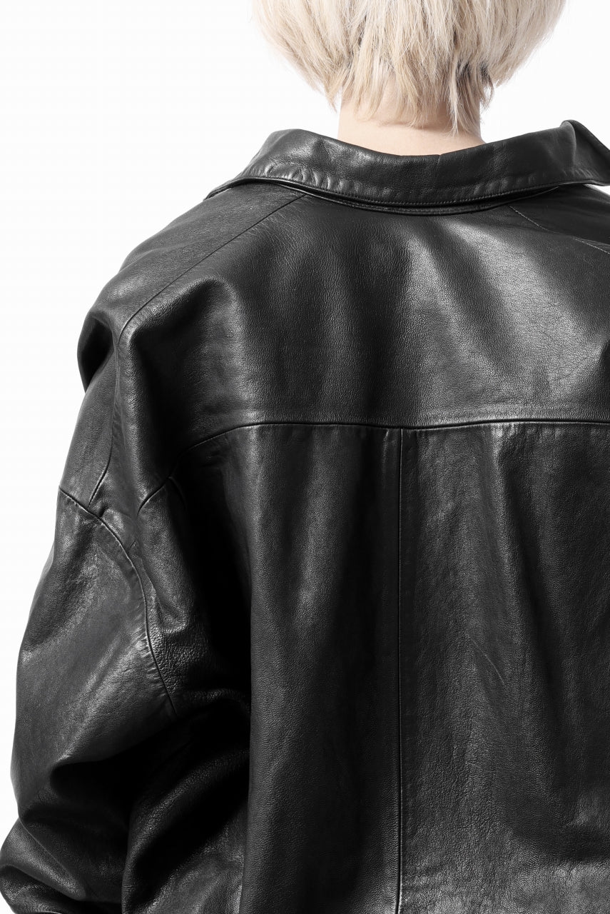 A.F ARTEFACT LEATHER COCOON SHIRT JACKET / GOAT SKIN (BLACK)