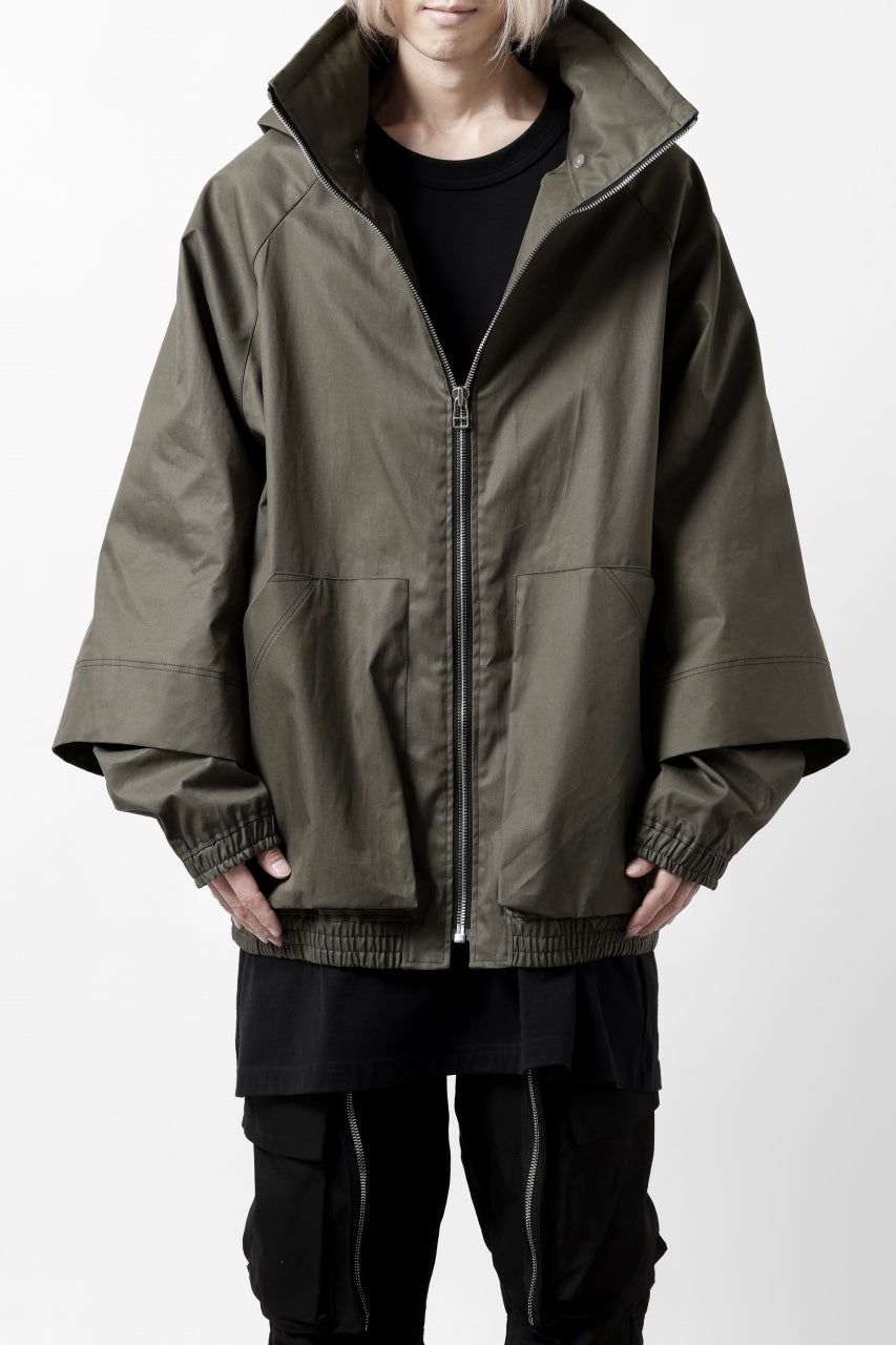 A.F ARTEFACT LAYERED WR HOODED JACKET / COATING COTTON GABARDINE (KHAKI)