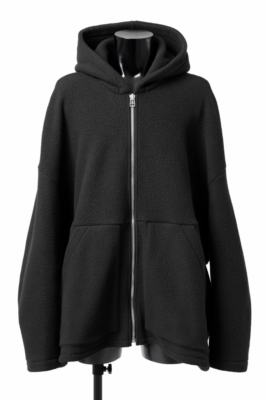 A.F ARTEFACT SHERPA ZIP HOODED JACKET (BLACK)