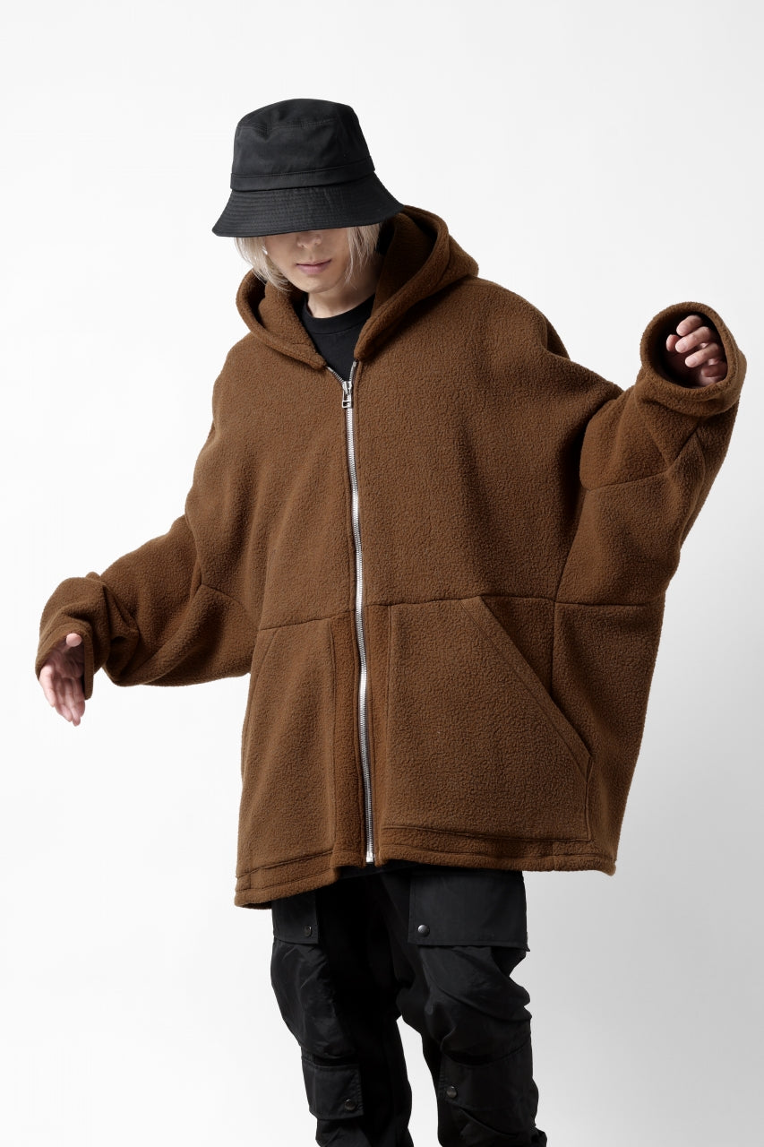 A.F ARTEFACT SHERPA ZIP HOODED JACKET (BROWN)