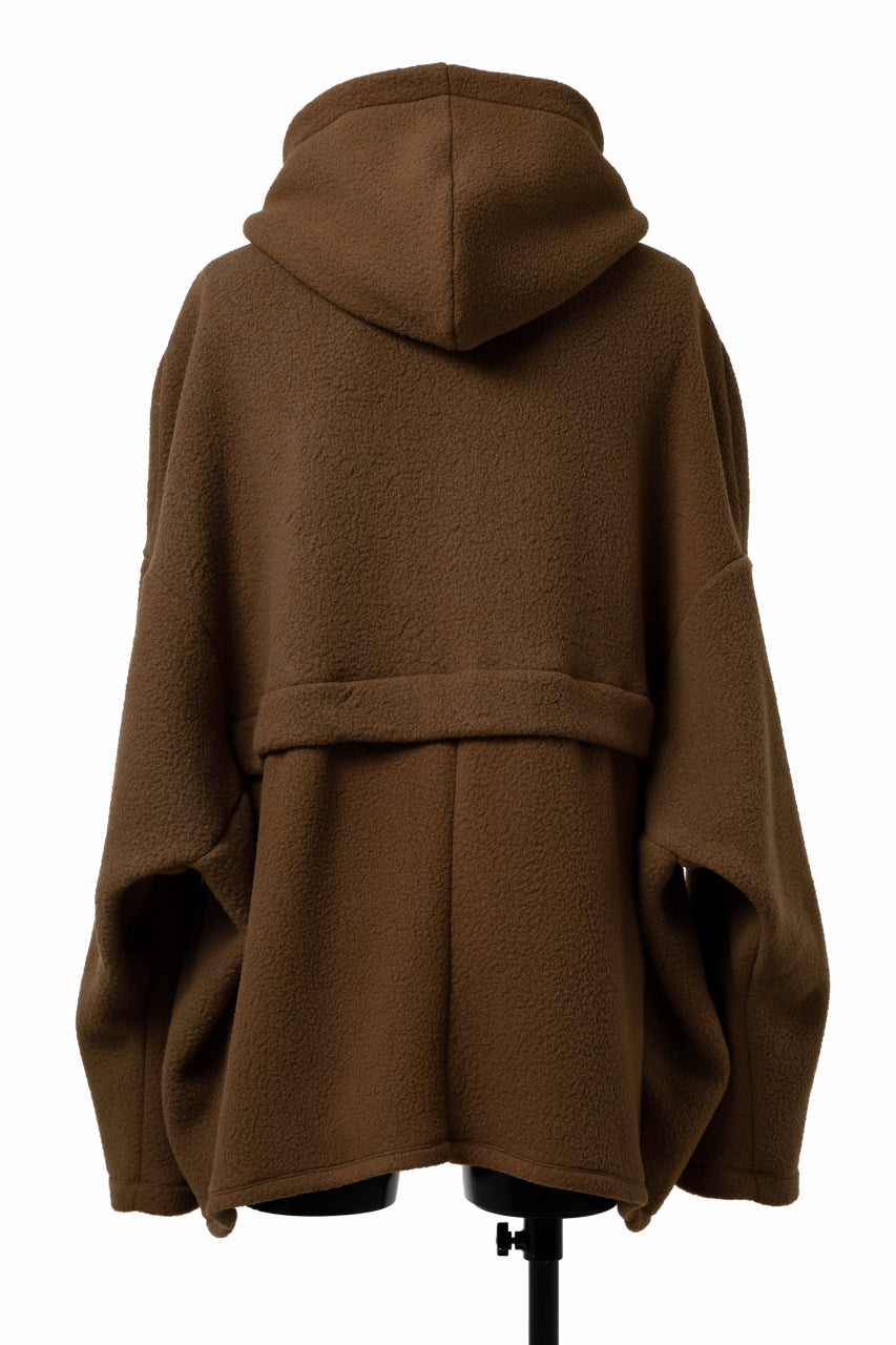 A.F ARTEFACT SHERPA ZIP HOODED JACKET (BROWN)