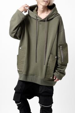 Load image into Gallery viewer, A.F ARTEFACT COMBI HOODIE PULLOVER PARKA / COTTON SWEAT (KHAKI)
