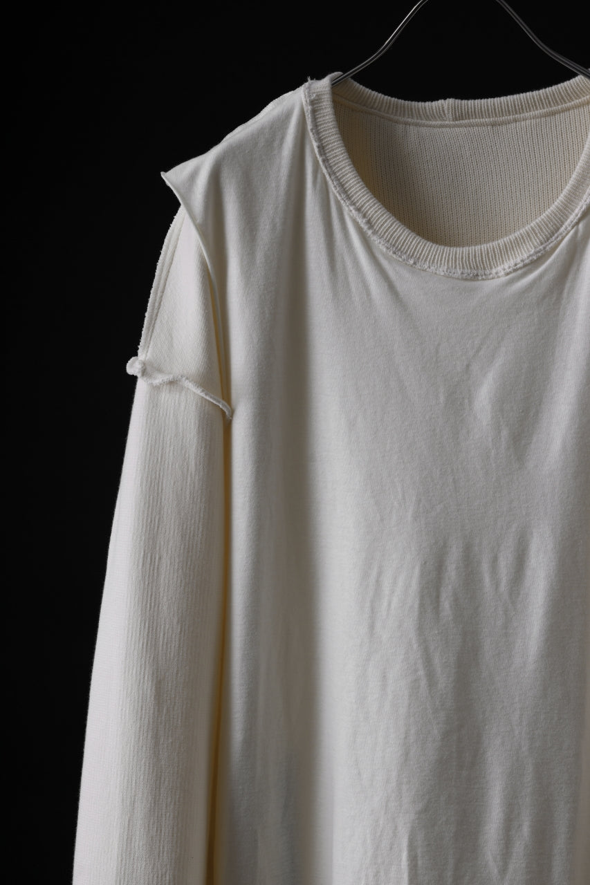 A.F ARTEFACT LAYERED ZIP PULLOVER / COTTON KNIT+JERSEY (IVORY)
