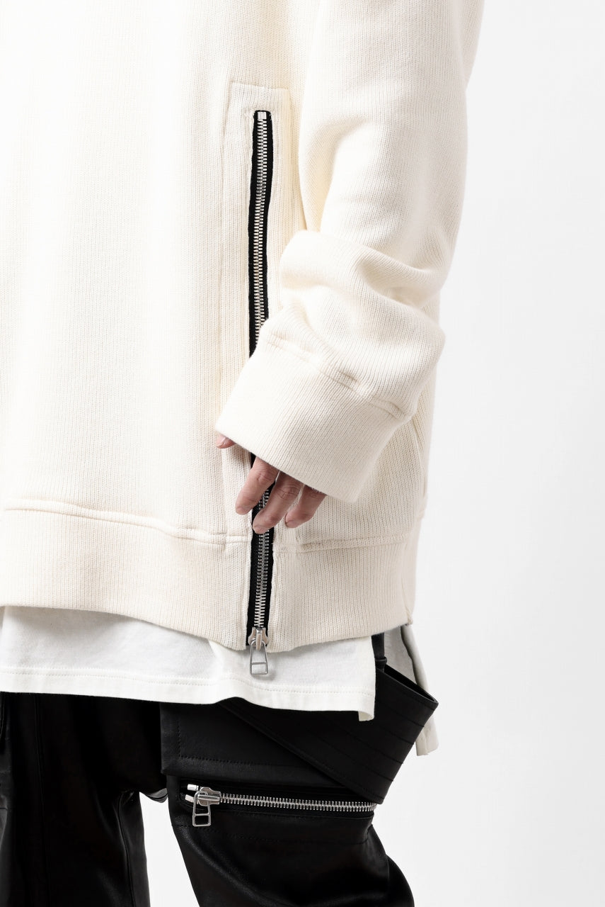 A.F ARTEFACT LAYERED ZIP PULLOVER / COTTON KNIT+JERSEY (IVORY)