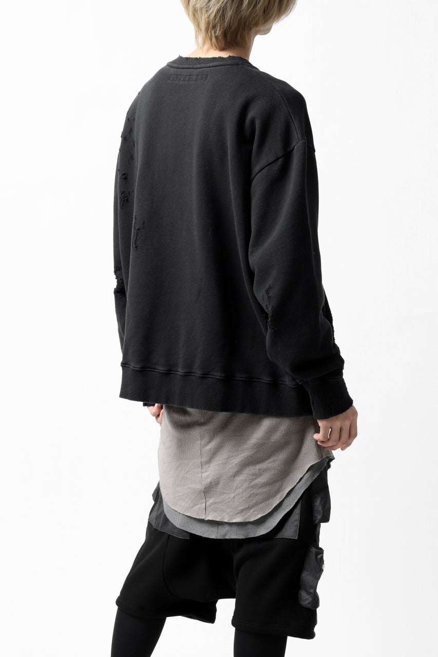 A.F ARTEFACT "Trunk-Show" DAMAGE LOOSEY SWEATER SHORT TOPS *EMBROIDERED(BLACK)