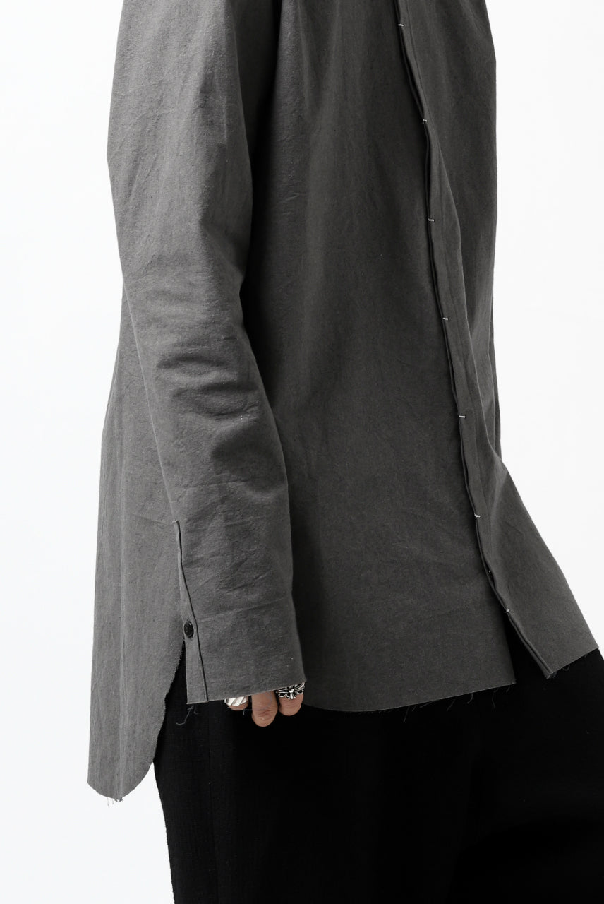 ierib deep slits long shirt / boiled waxy cotton (GREY)