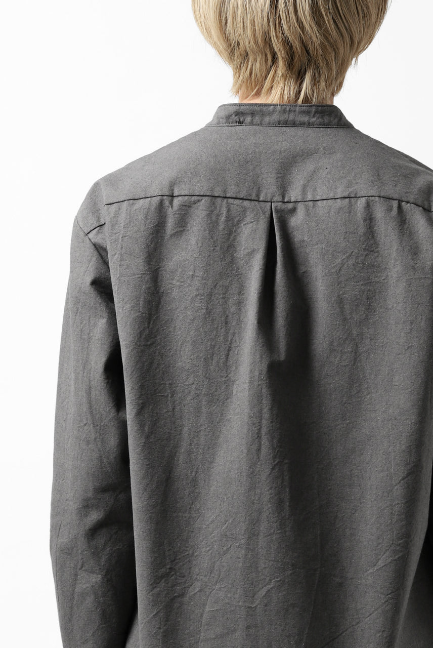 ierib deep slits long shirt / boiled waxy cotton (GREY)