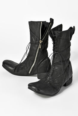 N/07 - enuzeronana CALFSKIN TUMBLER DYE BOOTS (BLACK)