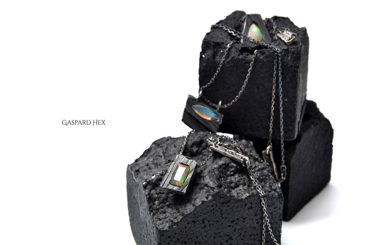 GASPARD HEX Faceted Opal Pendant Rectangle Shape