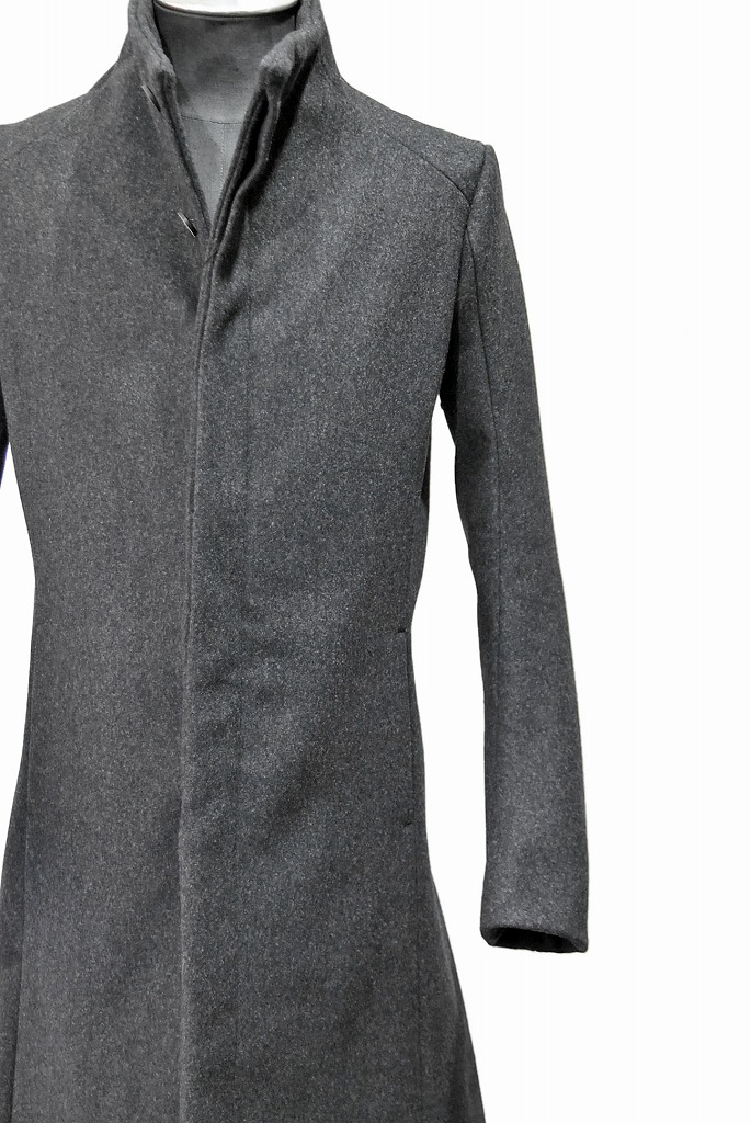 N/07 premium woolyarn cashmere coat anatomy stand collar (CHARCOAL BLACK)