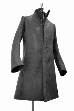画像をギャラリービューアに読み込む, N/07 premium woolyarn cashmere coat anatomy stand collar (CHARCOAL BLACK)