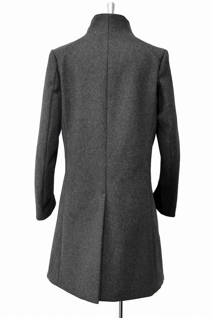 N/07 premium woolyarn cashmere coat anatomy stand collar (CHARCOAL BLACK)
